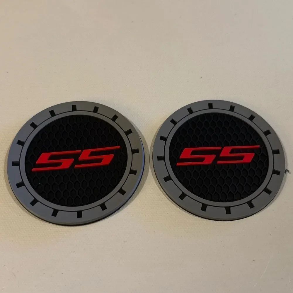 SS Super Sport Car Cup Coasters in Black and Gray Set of 2 NWT